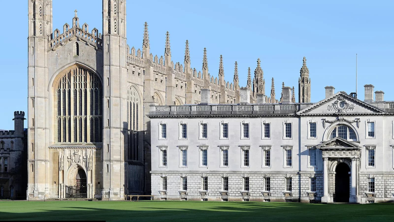 King’s College Chapel and the Gibbs Building seen from the front court, Cambridge
